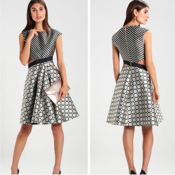 NWT Ted Baker London Women’s Reetah Cut Out Circle Stripe Midi Dress - Picture 6 of 6